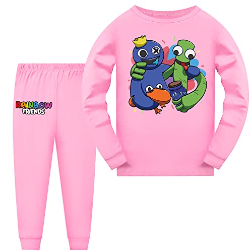 Forlcool Rainbow Merch Pjs Jungen Mädchen Pyjama Set Casual Cartoon Design Nachtwäsche, rose, 7-8 Jahre von Forlcool