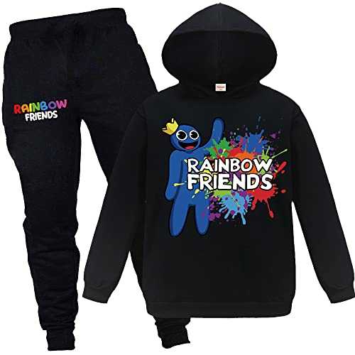 Forlcool Rainbow Merch Trainingsanzüge Blau Monster Baumwolle Outfits Hoodie + Hose 2pcs Kleidung Set, Schwarz , 7-8 Jahre von Forlcool