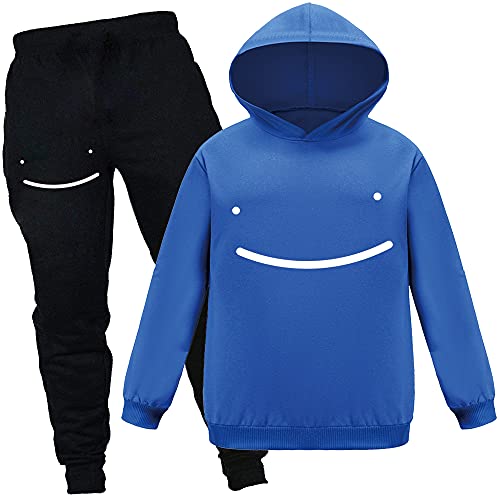 Forlcool Youtube Gamer Dream SMP Smile Jungen Unisex Trainingsanzug Hoodie + Hose 2 Stück Kinder Jungen Mädchen Outwear Hoodies Top Kleidung Set, blau, 7-8 Jahre von Forlcool