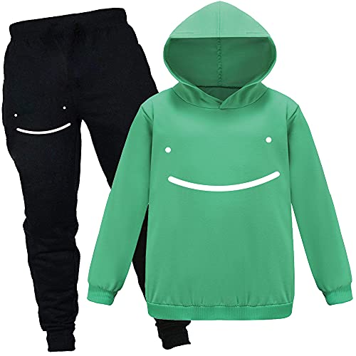 Forlcool Youtube Gamer Dream SMP Smile Jungen Unisex Trainingsanzug Hoodie + Hose 2 Stück Kinder Jungen Mädchen Outwear Hoodies Top Kleidung Set, grün, 9 - 10 Jahre von Forlcool