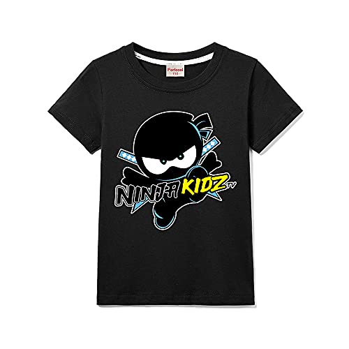 Ninja Kidz Kinder Casual Kurzarm Jungen T-Shirt 100% Baumwolle, Schwarz , 11-12 Jahre von Forlcool