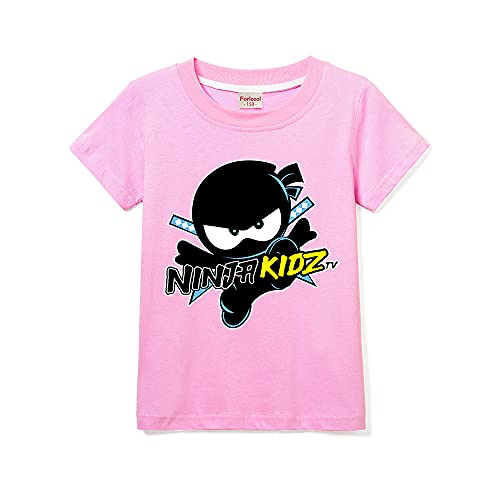Ninja Kidz Kinder Casual Kurzarm Jungen T-Shirt 100% Baumwolle, rose, 7-8 Jahre von Forlcool