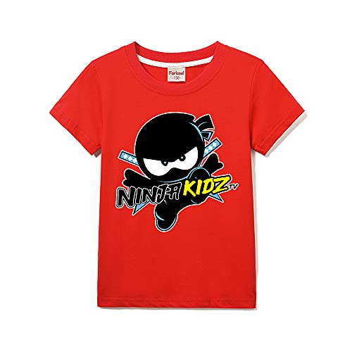 Ninja Kidz Kinder Casual Kurzarm Jungen T-Shirt 100% Baumwolle, rot, 7-8 Jahre von Forlcool