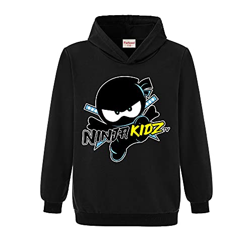 Ninja Kidz Kinder Sport Hoodie Mädchen Print Pullover Jungen Top, Schwarz , 5-6 Jahre von Forlcool