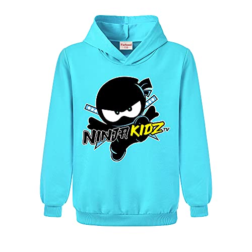 Ninja Kidz Kinder Sport Hoodie Mädchen Print Pullover Jungen Top, hellblau, 9-10 Years von Forlcool