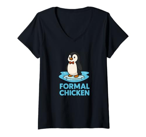 Damen Formal Chicken Lustiger Pinguin auf EIS Tier Witz Wortspiel T-Shirt mit V-Ausschnitt Damen Formal Chicken Lustiger Pinguin auf EIS Tier Witz Wortspiel T-Shirt mit V-Ausschnitt von Formal Chicken Funny Penguin Animal Designs