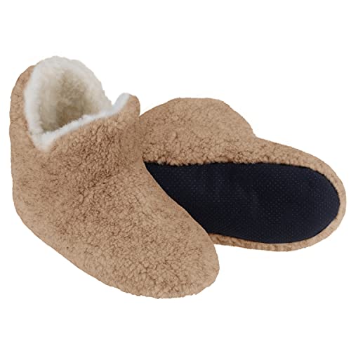 Formalind – Hausschuhe-Wolle - Warme Hüttenschuhe aus Schurwolle. Wollhausschuhe mit rutschfester Sohle. Kuschelige Hausschuhe aus Schafwolle für Damen und Herren. Made in Germany. Braun von Formalind