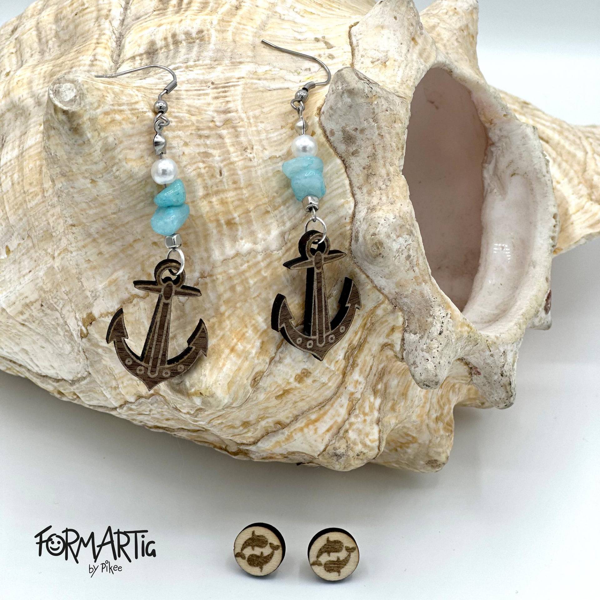 Ahoi Anker Set // Natürlich Schöne Hängeohrringe + Ohrstecker Mit Fischmotiv Edelstahl Ohrhaken Ahoi Anker Set // Natürlich Schöne Hängeohrringe + Ohrstecker Mit Fischmotiv Edelstahl Ohrhaken von Formartig