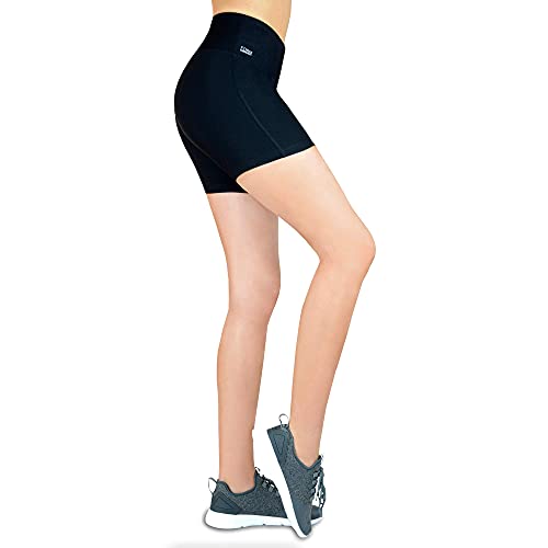 Damen Shorts Laufen Kurze Leggins [Innovative Hüfttasche für Handy] Sporthose Freizeithose Radlerhose | Fitness Sport Running Tights Stretch Yoga Jogging hoher Bund high Waist schwarz M von Formbelt