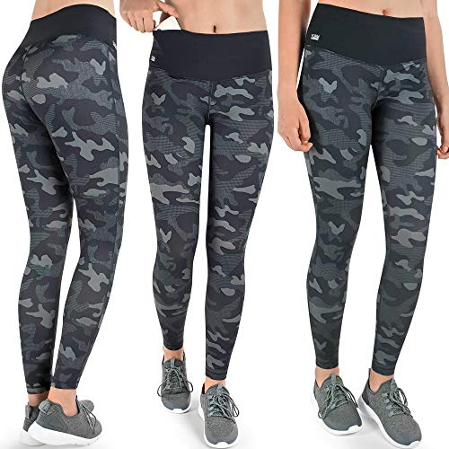 Formbelt® Damen lauftights mit Handytasche lang - Leggins high Waist Leggings Sporthose Hüfttasche für Smartphone iPhone Handy Camouflage XXL von Formbelt