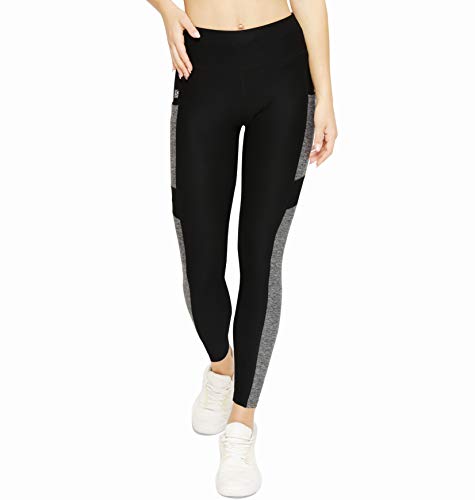 Formbelt Damen High Waist Leggings Sport mit 2 Seitentaschen für Handy, hohem Bund Yoga, Joggen, Smartphone, Kreditkarte und Co - Black-sidegrey-M von Formbelt