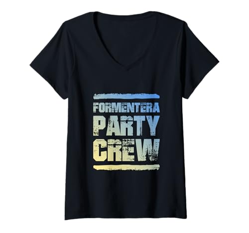 Damen Formentera Party Crew | Zitat des Urlaubsteams T-Shirt mit V-Ausschnitt Damen Formentera Party Crew | Zitat des Urlaubsteams T-Shirt mit V-Ausschnitt von Formentera Party Mood Inc