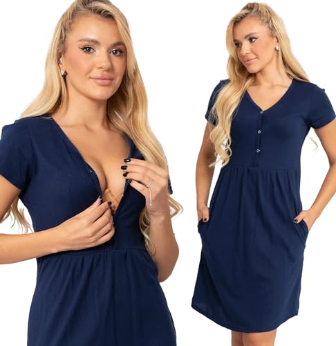 Formommy - Ismena Umstands-Stillshirt mit Druckknöpfen, hergestellt in der EU (Marineblau,M) von Formommy