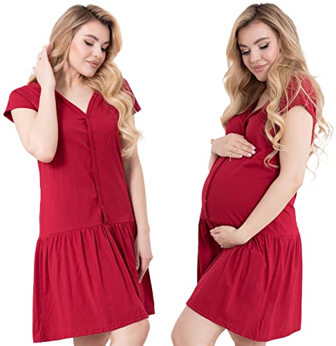 Formommy - Mutterschaft Stillhemd mit Rüsche Marina hergestellt in EU (Rot,3XL) von Formommy