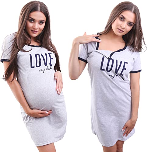 Formommy - Umstandsshirt Love My Baby hergestellt in EU (Grau,M) von Formommy