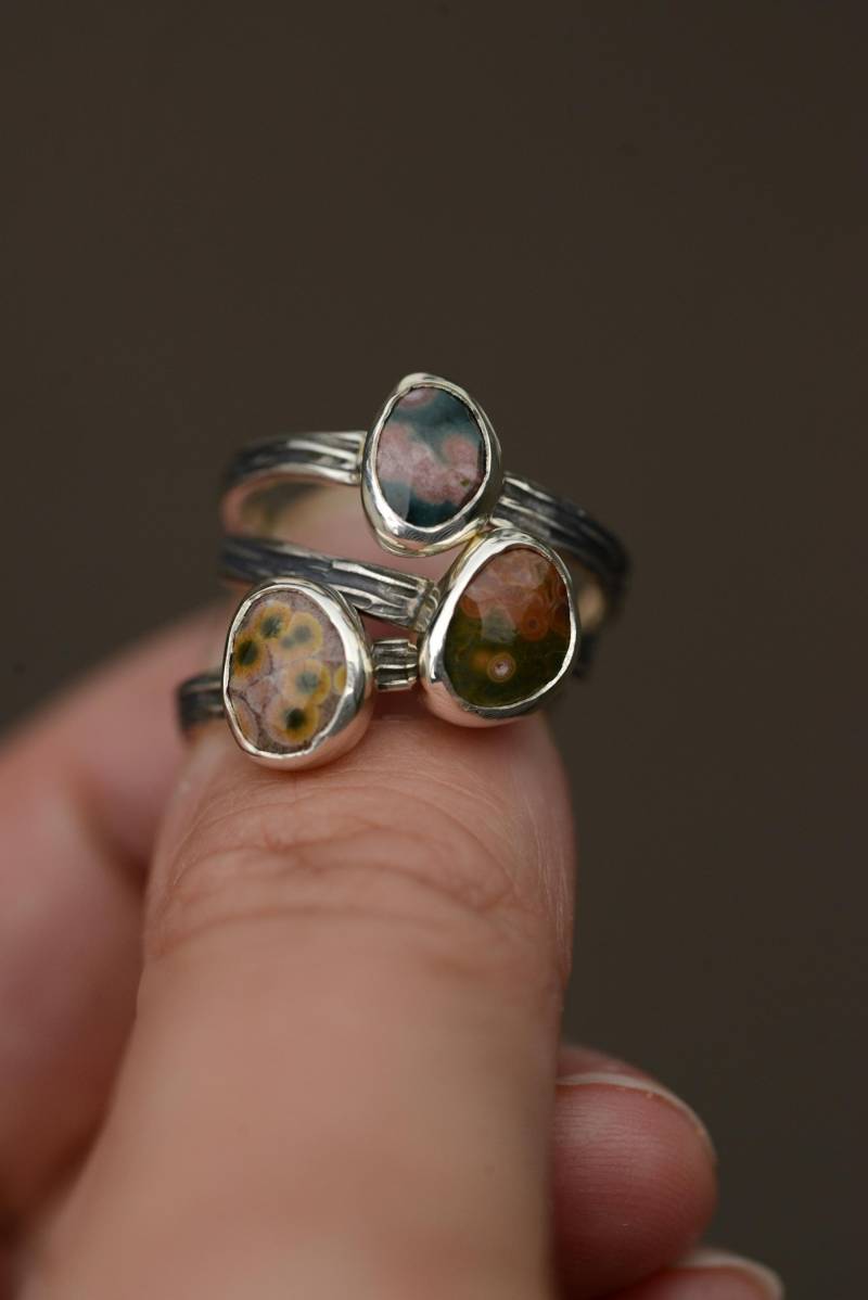 Handcrafted Silversmith Ocean Jasper Rings - Unique Artisan Gemstone Jewelry With Witchy Nature Vibes By Formvollendung von Formvollendung