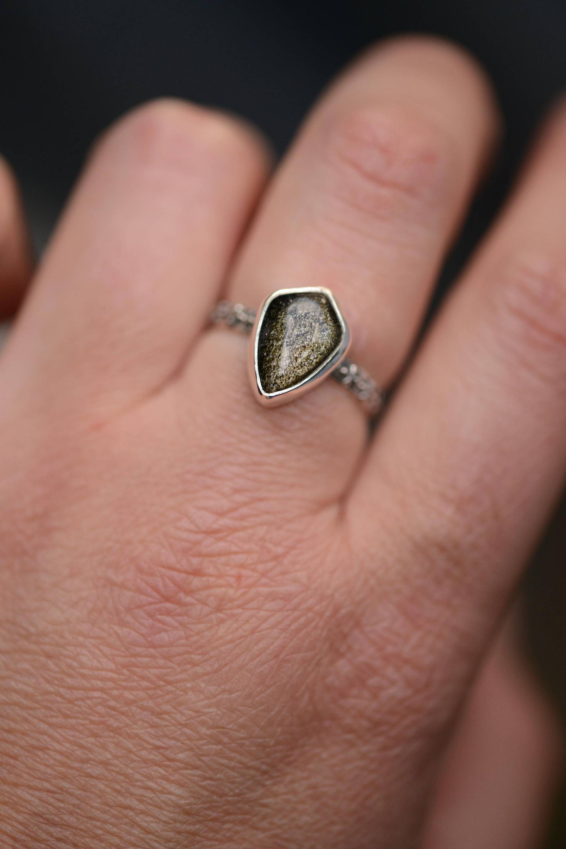 Handmade Golden Obsidian Ring. Medieval Inspired Sterling Silver Jewelry.witchy Crystal Protection Ring Handcrafted By Silversmith Handmade Golden Obsidian Ring. Medieval Inspired Sterling Silver Jewelry.witchy Crystal Protection Ring Handcrafted By Silversmith von Formvollendung