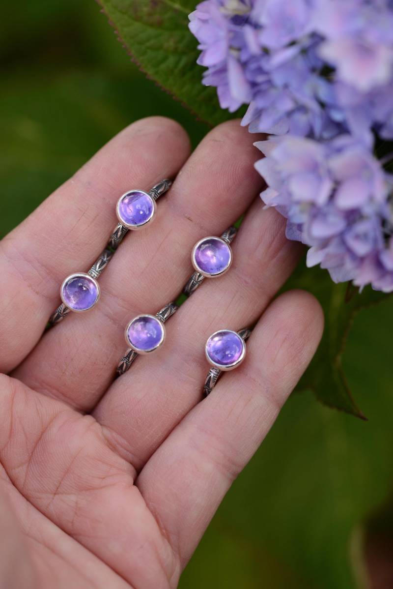 Natural Amethyst Ring Sterling Silver . Handmade With Oxidized Silver. Gift Made By Silversmith Solid von Formvollendung