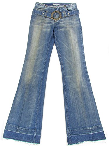 Fornarina 70er Hippie Retro + Belt Damen Schlaghosen Jeans Used-LookDenim (Blau) W27 von Fornarina