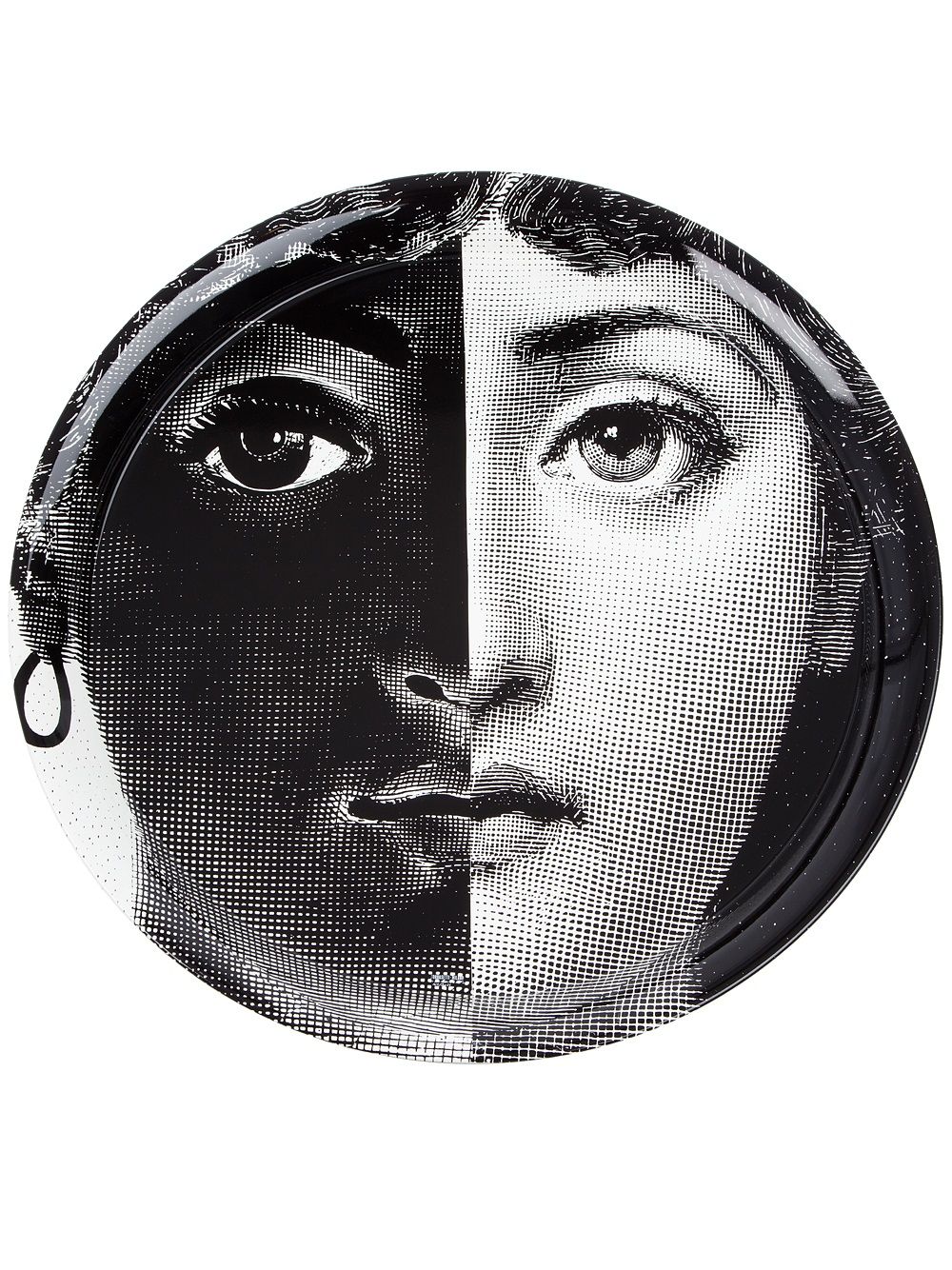 Fornasetti Rundes Tablett mit Print - Schwarz von Fornasetti