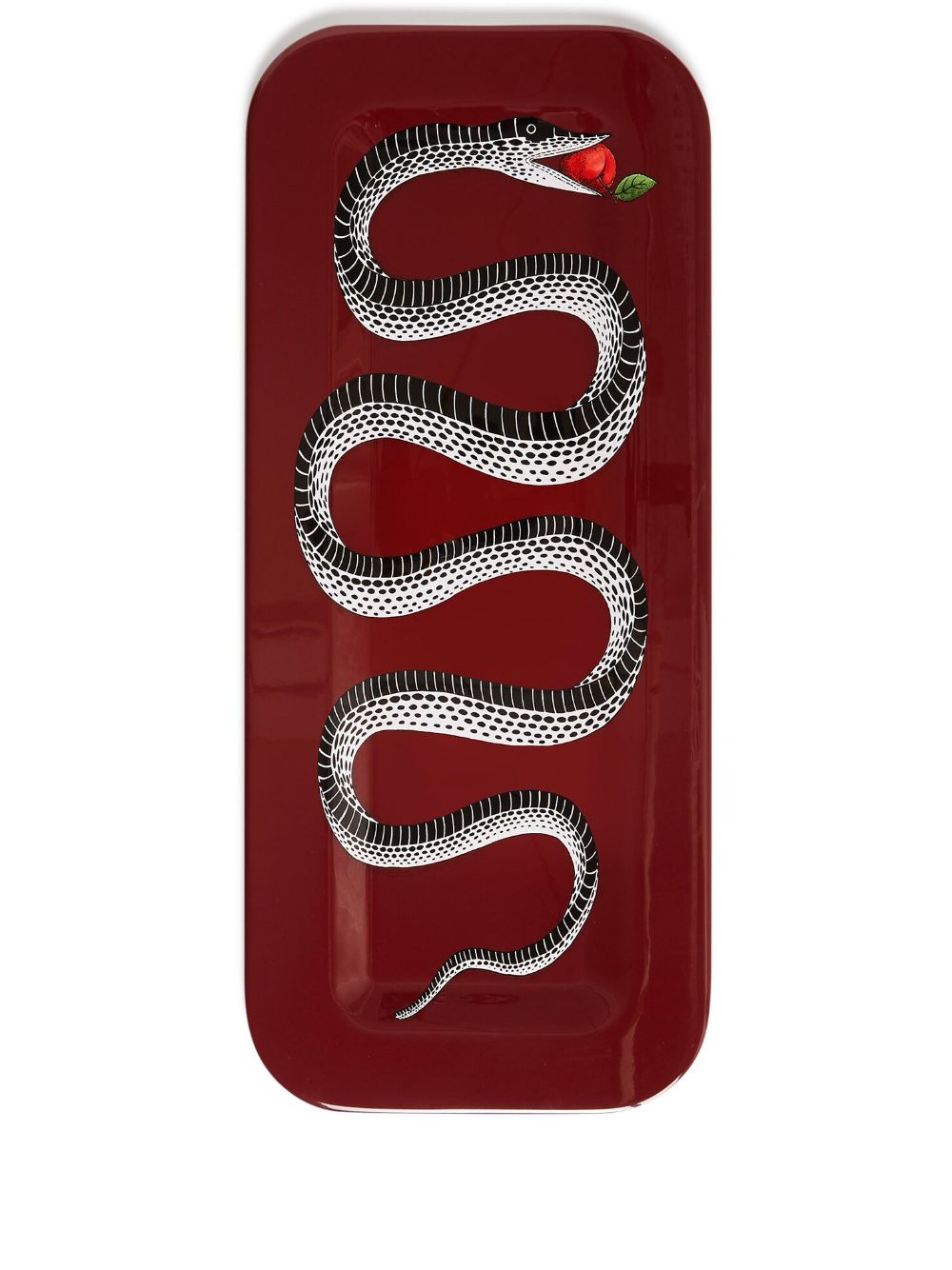 Fornasetti Serpente Tablett aus Holz - Rot von Fornasetti