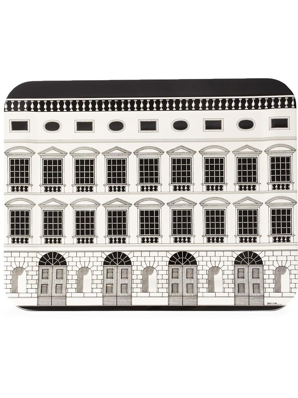 Fornasetti Tablett mit Fassade-Print - Schwarz von Fornasetti