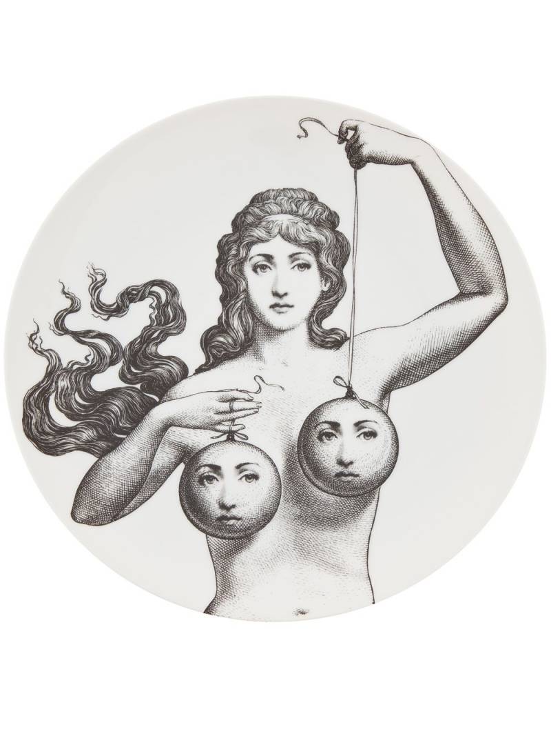 Fornasetti Teller mit Frauen-Print - Schwarz von Fornasetti