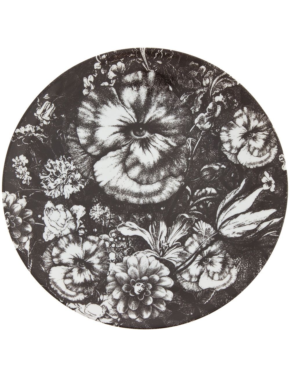 Fornasetti Wandteller mit Blumen-Print - Schwarz von Fornasetti