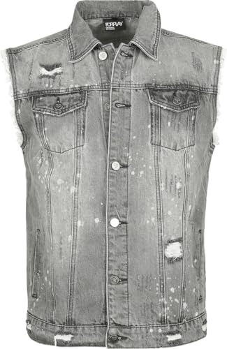 Forplay Destroyed Washed Denim Vest Männer Weste grau S von Forplay