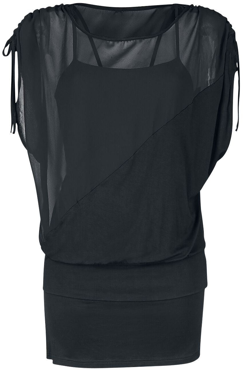 Forplay 2 in 1 Side Sleeve Chiffon Dress T-Shirt schwarz in XL von Forplay