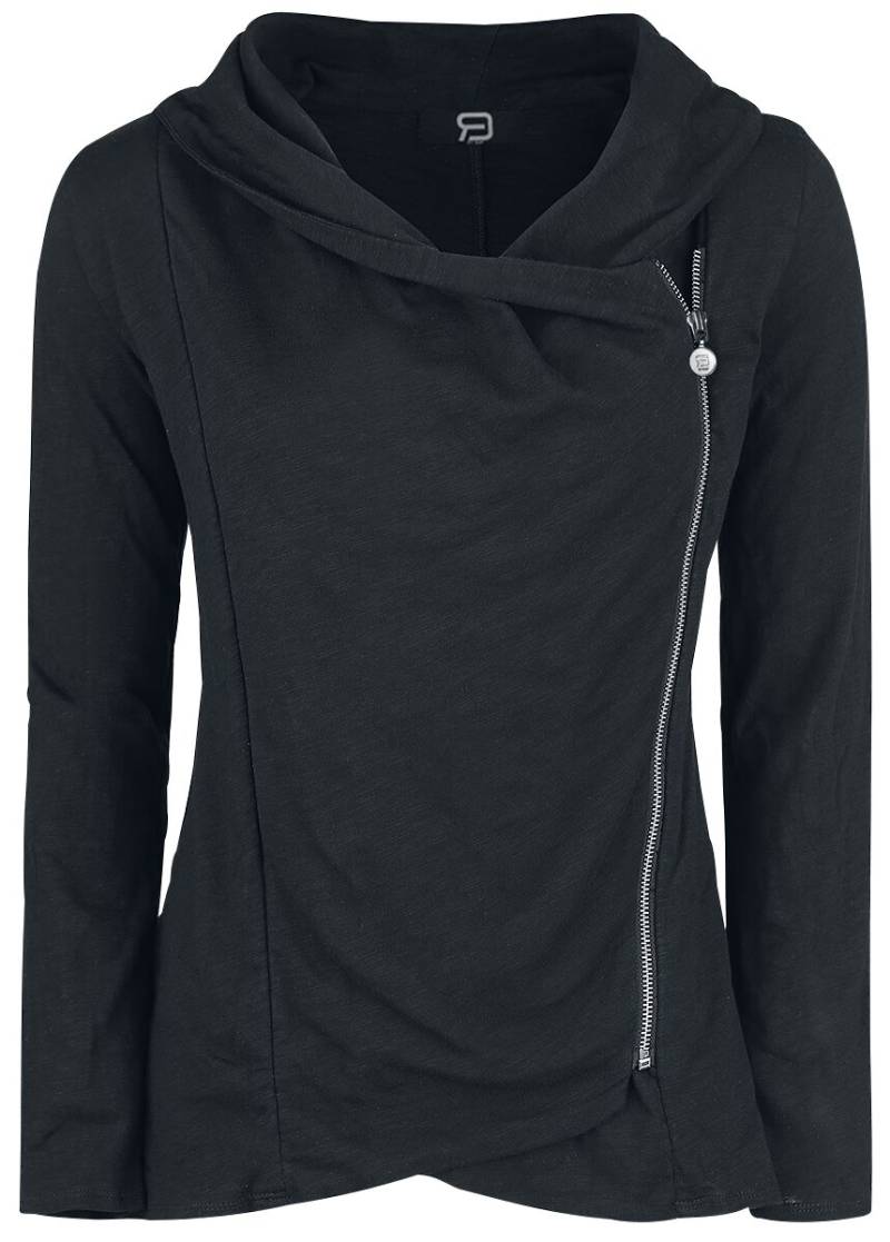 Forplay Cardigan - Asymetric Slub Yarn Zipper - S bis XXL - für Damen - Größe XL - schwarz von Forplay