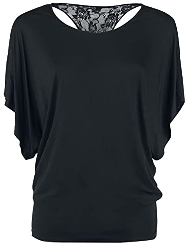 Forplay Damen schwarzes lockeres T-Shirt mit Spitze XL von Gothicana by EMP