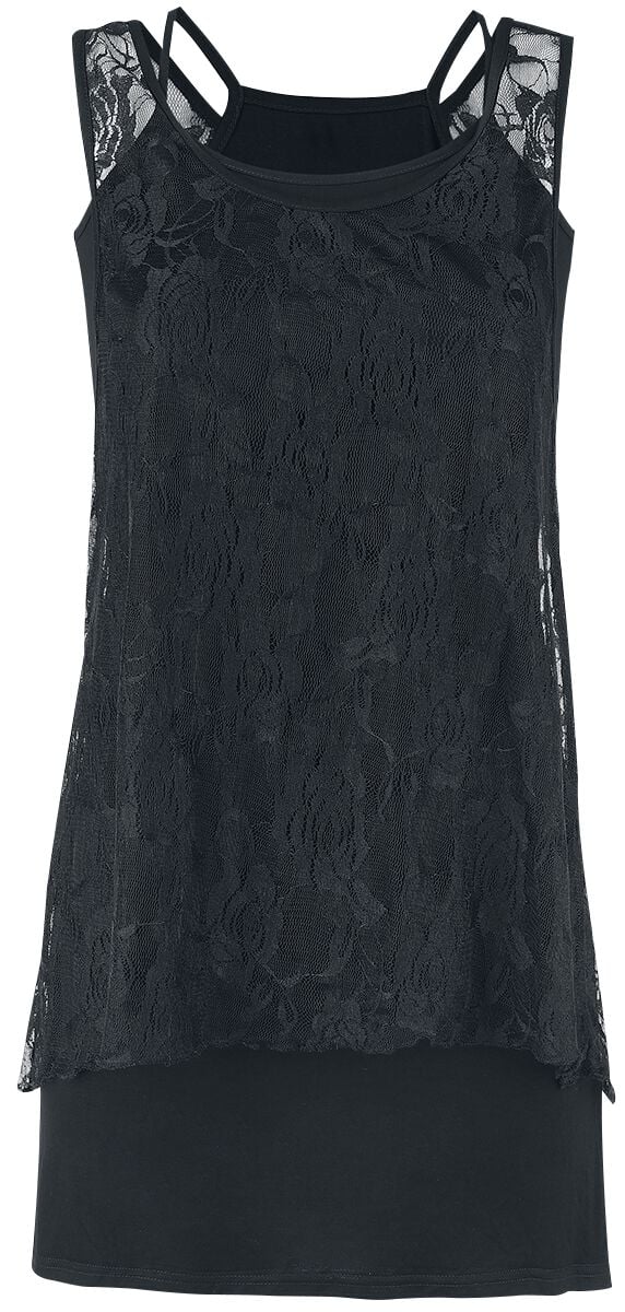 Forplay - Gothic Top - Laced 2 in 1 Top - S bis XL - für Damen - Größe M - schwarz von Forplay