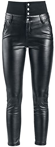 Forplay High Waist Leather Immitation Trousers Frauen Kunstlederhose schwarz W29L32 von Forplay