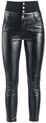 Forplay High Waist Leather Immitation Trousers Frauen Kunstlederhose schwarz W33L34 von Forplay