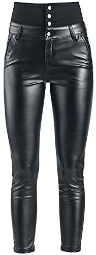 Forplay High Waist Leather Immitation Trousers Frauen Kunstlederhose schwarz W38L34 von Forplay