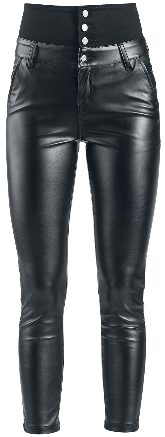 Forplay High Waist Leather Immitation Trousers Kunstlederhose schwarz in W30L34 von Forplay