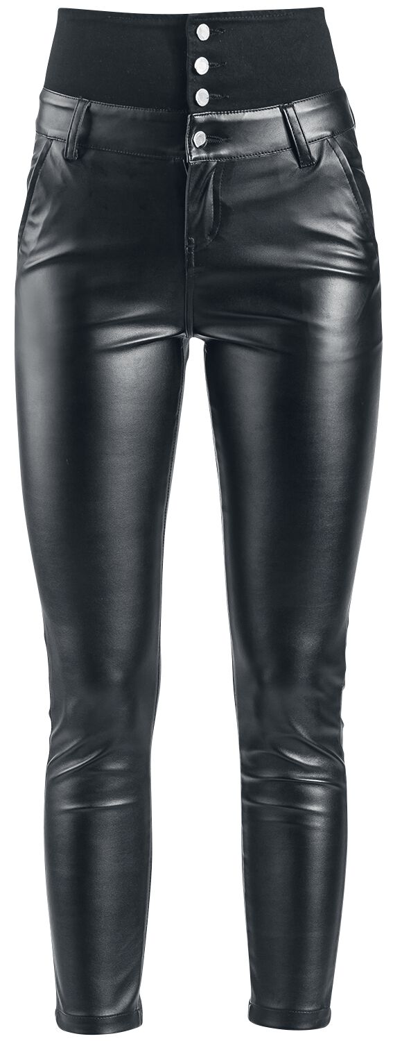 Forplay Kunstlederhose - High Waist Leather Immitation Trousers - W29L34 bis W36L34 - für Damen - Größe W30L34 - schwarz von Forplay