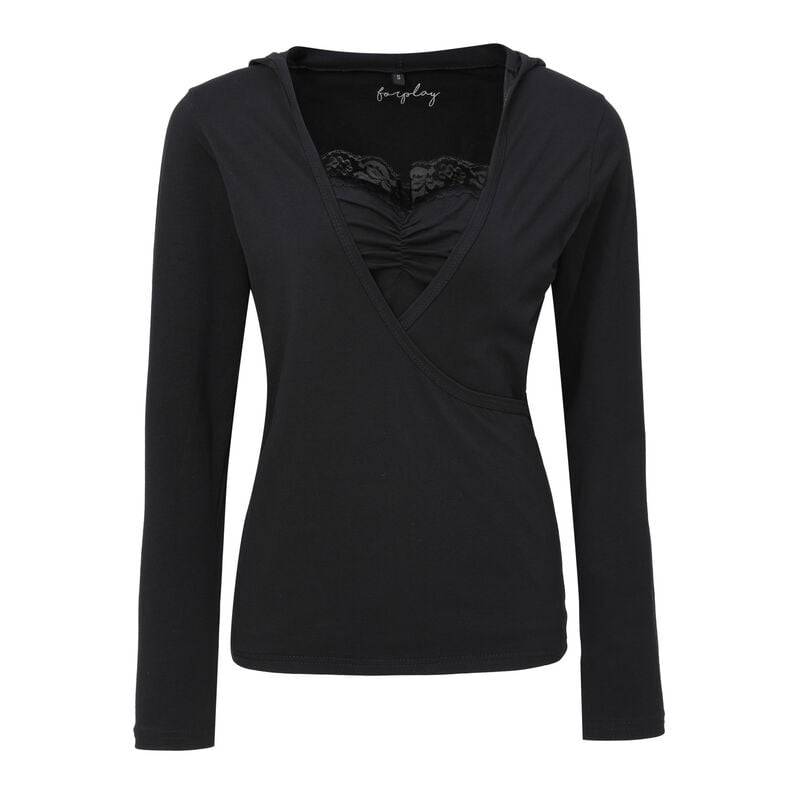 Forplay Lace Wickel Hoodie Langarmshirt schwarz in S von Forplay