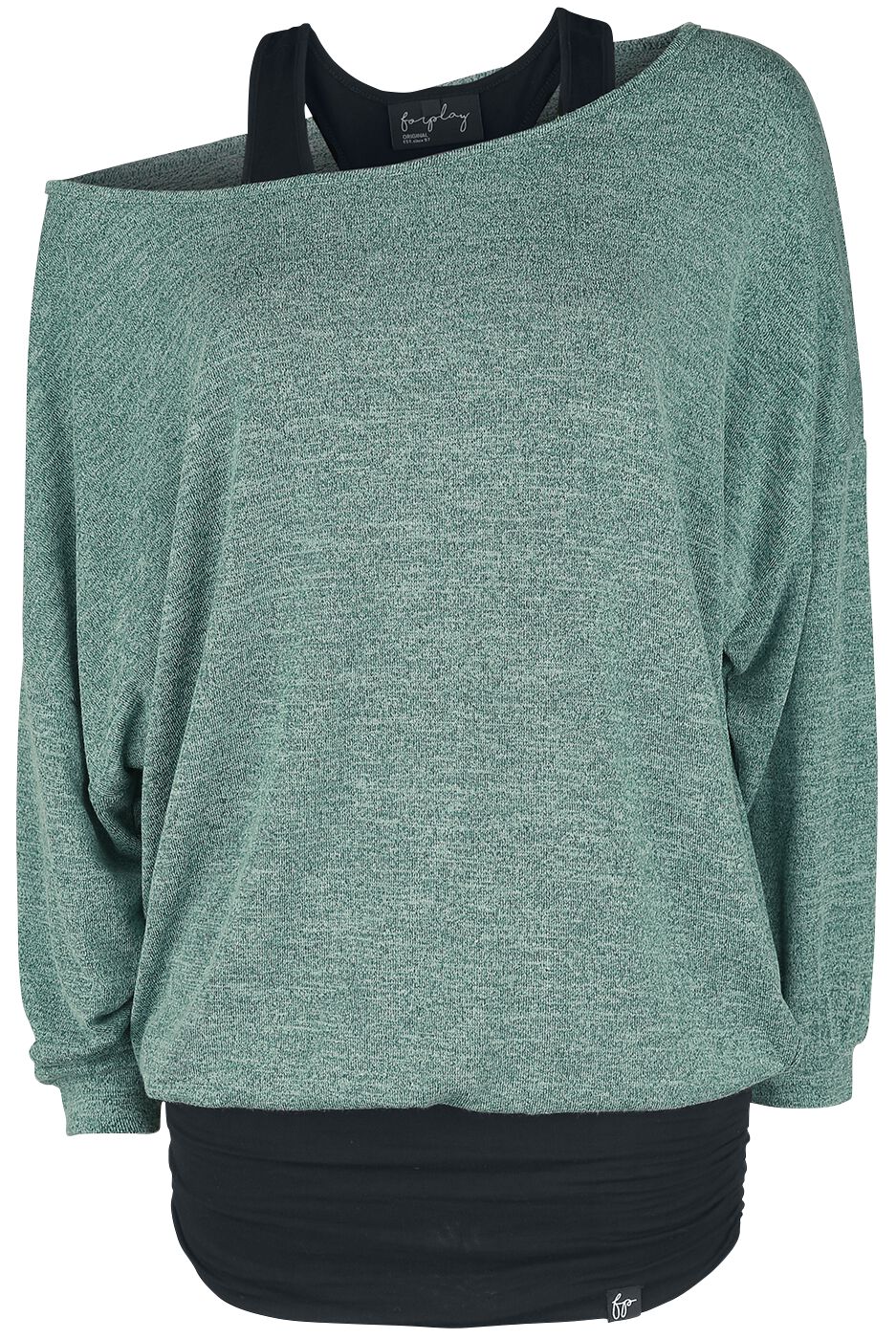 Forplay Langarmshirt - Billie - L bis XL - für Damen - Größe L - schwarz/mint von Forplay