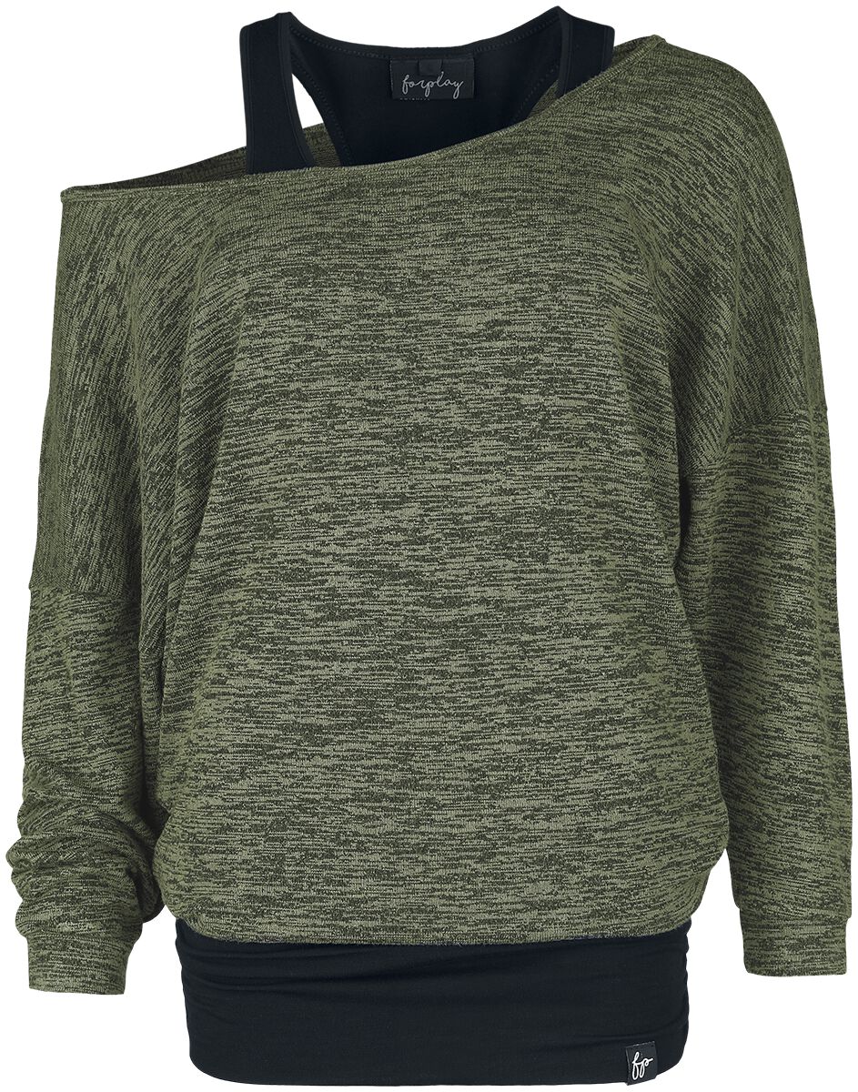 Forplay Langarmshirt - Billie - S bis XXL - für Damen - Größe XXL - schwarz/oliv von Forplay