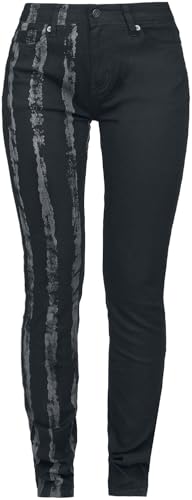 Rock Rebel by EMP Damen schwarz-graue Hose - EIN Hosenbein gestreift W29L32 von Forplay