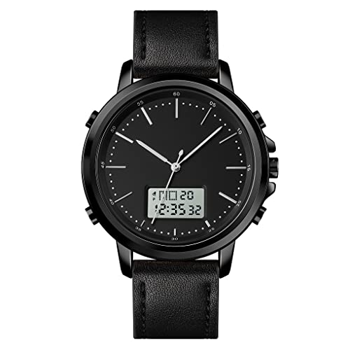 Forrader Herren-Armbanduhr, Chronograph, mit Lederband, wasserdicht, Digitaluhr, Business, Freizeit, modische Armbanduhr für Herren, Black/White Forrader Herren-Armbanduhr, Chronograph, mit Lederband, wasserdicht, Digitaluhr, Business, Freizeit, modische Armbanduhr für Herren, Black/White von Forrader