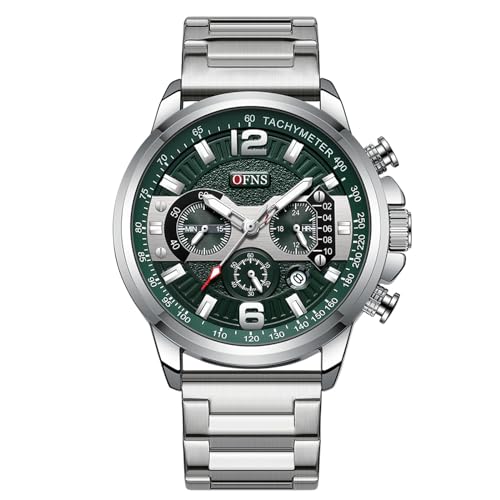 Forrader Herren-Armbanduhr, analog, Quarzuhr mit Silikonband, wasserdicht, modisch, Business-Designer-Uhren, Edelstahl/Grün Forrader Herren-Armbanduhr, analog, Quarzuhr mit Silikonband, wasserdicht, modisch, Business-Designer-Uhren, Edelstahl/Grün von Forrader