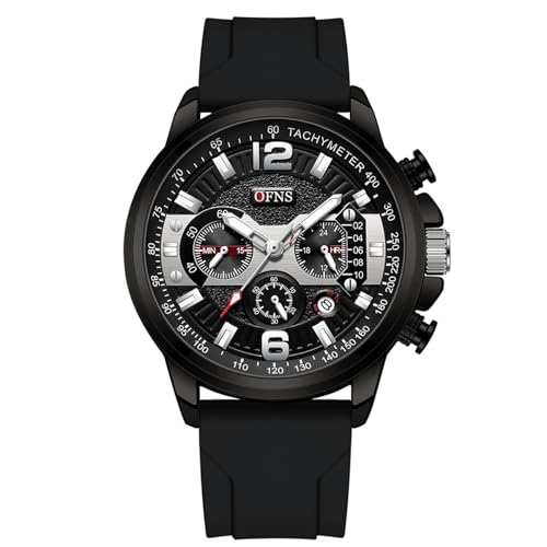 Forrader Herren-Armbanduhr, analog, Quarzuhr mit Silikonband, wasserdicht, modisch, Business-Designer-Uhren, Schwarz von Forrader