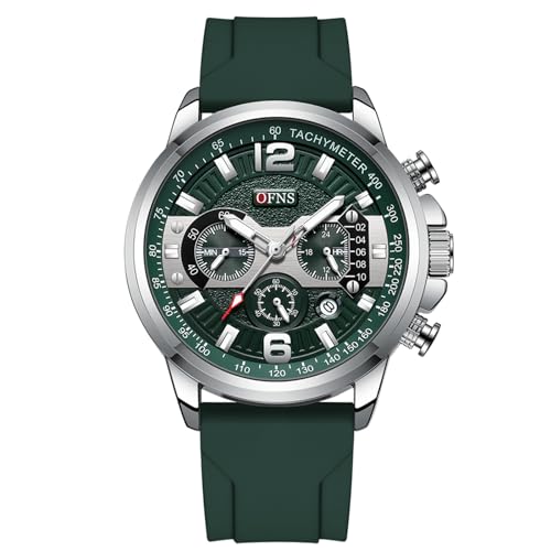 Forrader Herren-Armbanduhr, analog, Quarzuhr mit Silikonband, wasserdicht, modisch, Business-Designer-Uhren, grün, Armband Forrader Herren-Armbanduhr, analog, Quarzuhr mit Silikonband, wasserdicht, modisch, Business-Designer-Uhren, grün, Armband von Forrader
