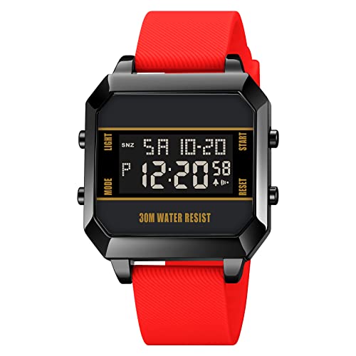 Forrader Herren Multifunktions Digital Sportuhr Dual Time Wasserdicht Outdoor Silikon Uhr Chronograph Alarm EL Licht 12/24 Stunden Uhr, rot, Armband Forrader Herren Multifunktions Digital Sportuhr Dual Time Wasserdicht Outdoor Silikon Uhr Chronograph Alarm EL Licht 12/24 Stunden Uhr, rot, Armband von Forrader