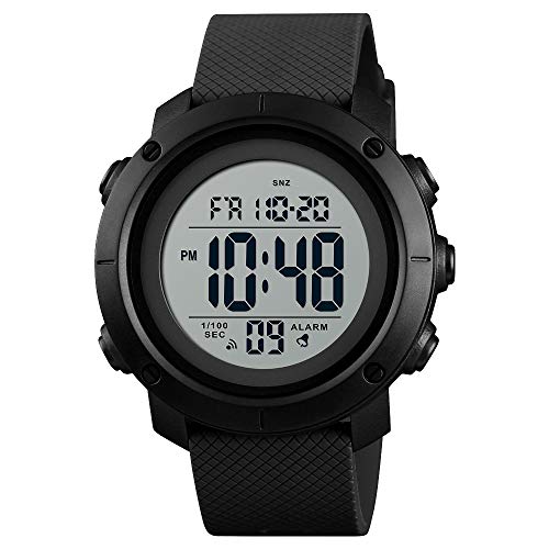 Forrader Herren Sportuhr Outdoor 50M Wasserdicht Großes Zifferblatt Mode LED Sport Armbanduhren Casual Luminous Stoppuhr Alarm Einfache Armee Uhr, schwarz / weiß von Forrader