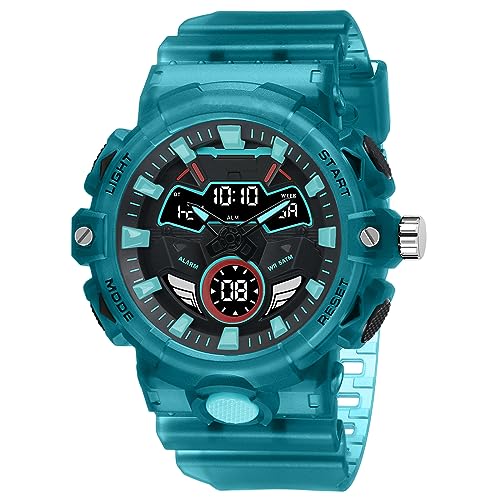 Forrader Herren-Uhren, coole Dual-Display-Digitaluhr für Herren, multifunktional, leuchtend, wasserdicht, Outdoor-Sportuhr, LED-Elektronischer Alarm und Stoppuhr, seeblau Forrader Herren-Uhren, coole Dual-Display-Digitaluhr für Herren, multifunktional, leuchtend, wasserdicht, Outdoor-Sportuhr, LED-Elektronischer Alarm und Stoppuhr, seeblau von Forrader