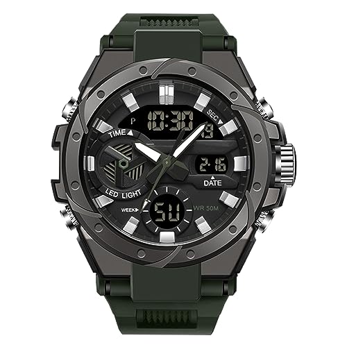 Forrader Herren Uhren Wasserdicht Militär Uhren für Männer Multi Funktion Taktische Sport Uhren LED Alarm Stoppuhr Digital Analog Uhren, schwarz / grün, Militär Forrader Herren Uhren Wasserdicht Militär Uhren für Männer Multi Funktion Taktische Sport Uhren LED Alarm Stoppuhr Digital Analog Uhren, schwarz / grün, Militär von Forrader